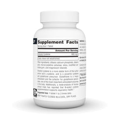 Close-up of NAC 600 mg antioxidant supplement tablets