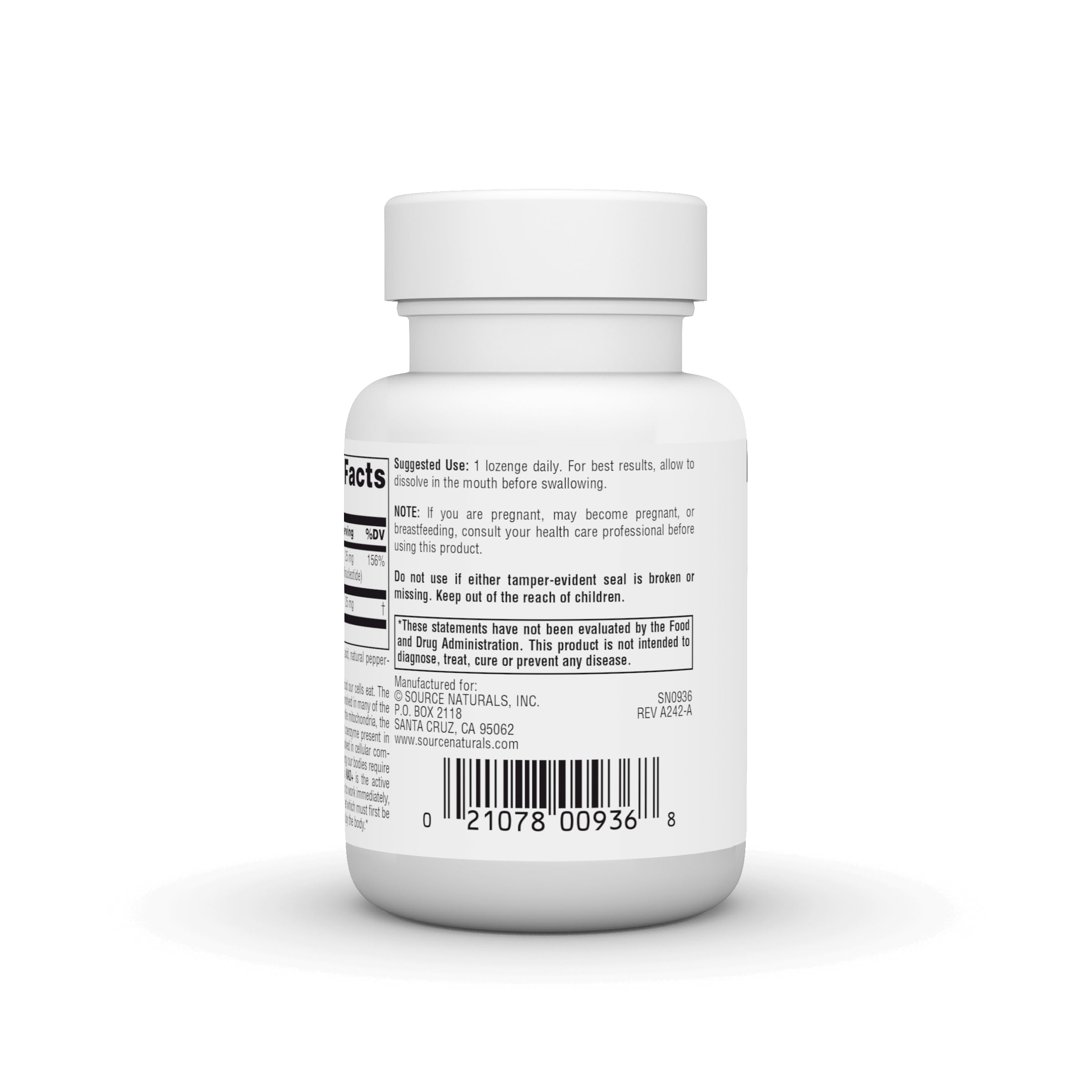 Packaging for Source Naturals NAD+ Coenzymated B-3 lozenges