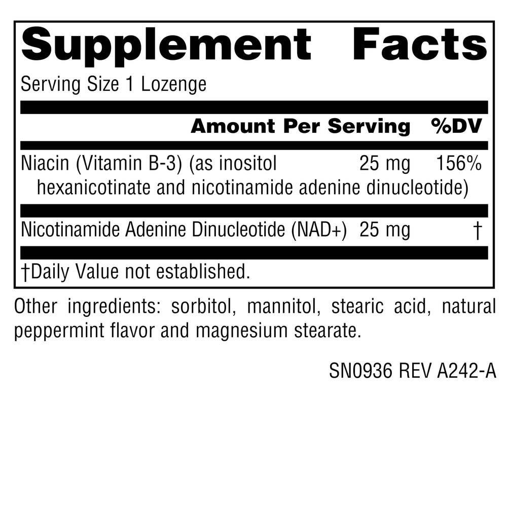 Display of NAD+ Coenzymated B-3 lozenges for daily use