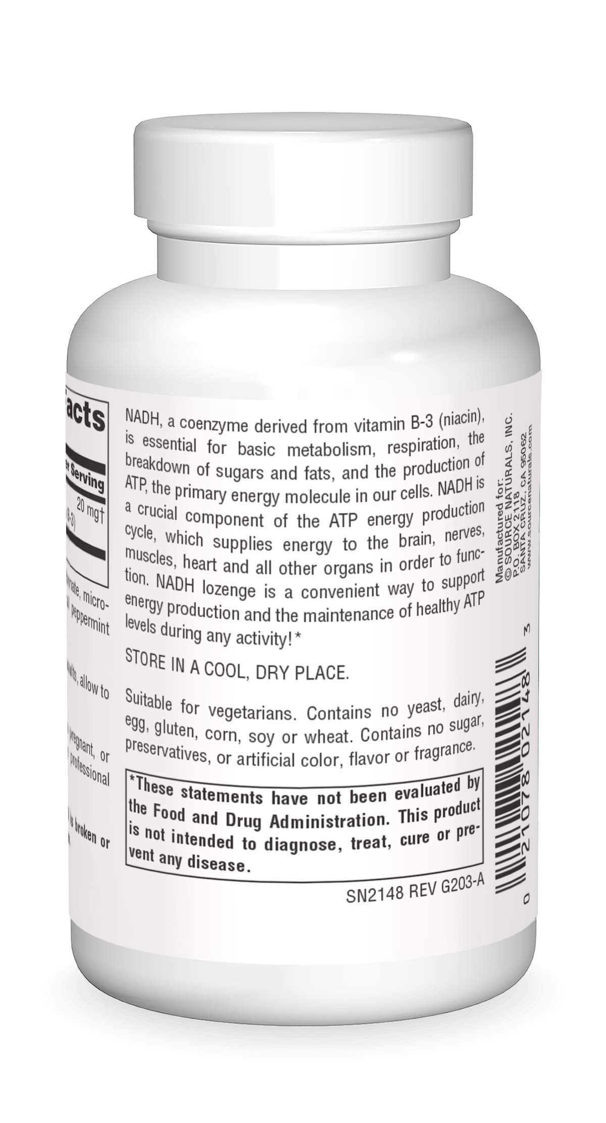 NADH 20mg lozenges front label