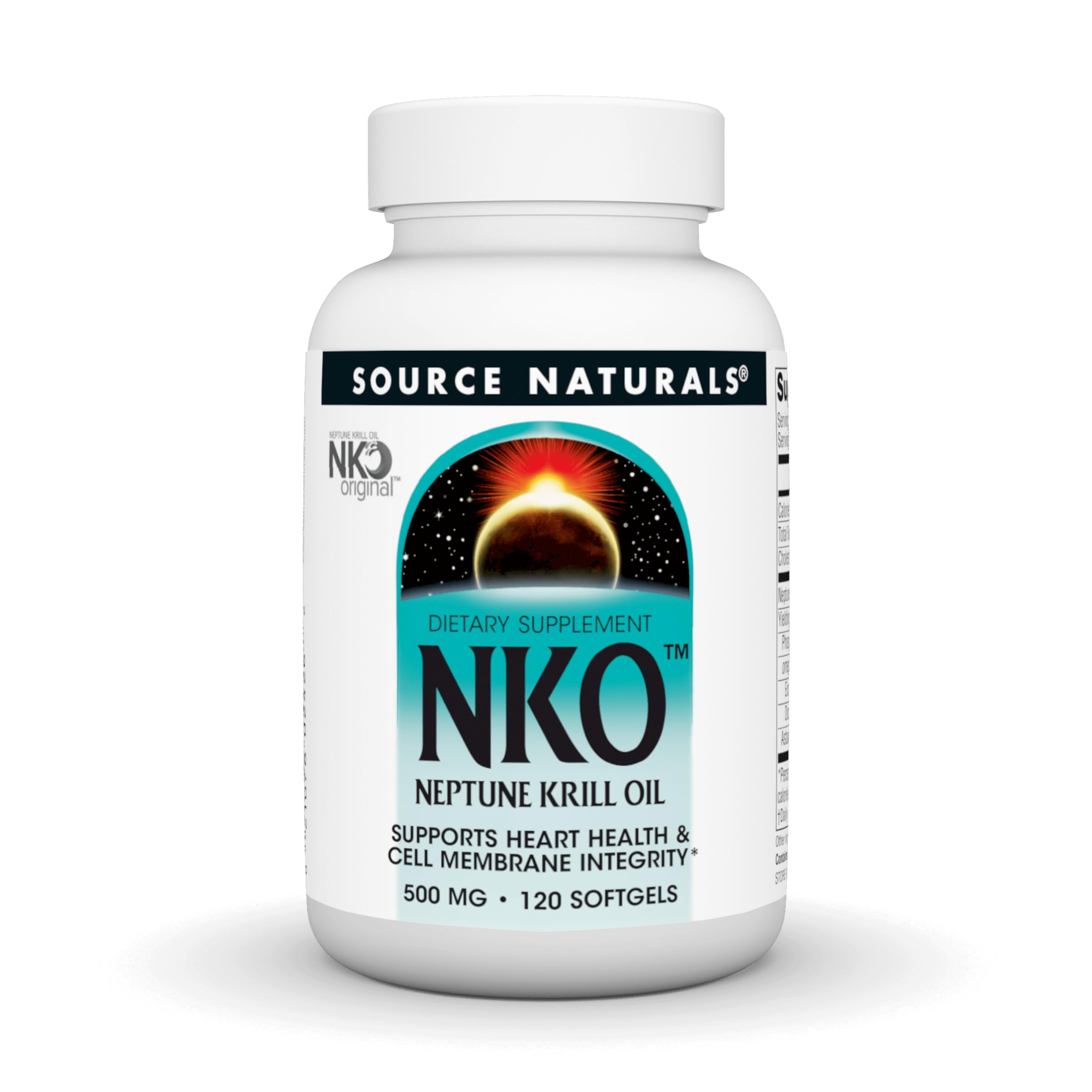 Bottle of Source Naturals NKO Neptune Krill Oil 500mg 120 softgels