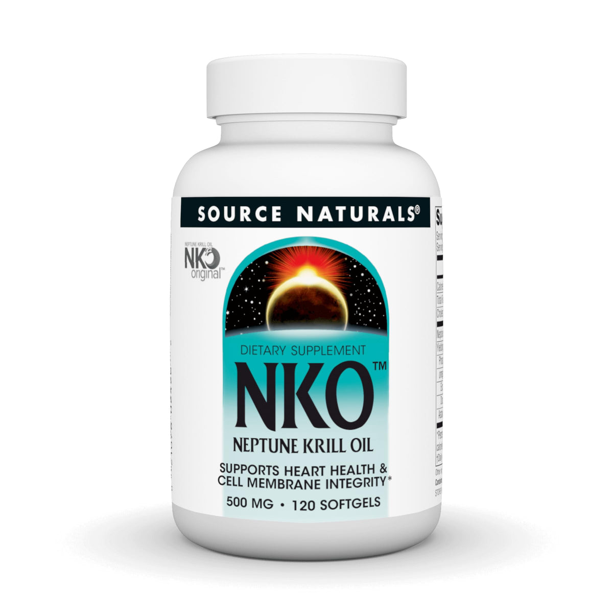 Bottle of Source Naturals NKO Neptune Krill Oil 500mg 120 softgels