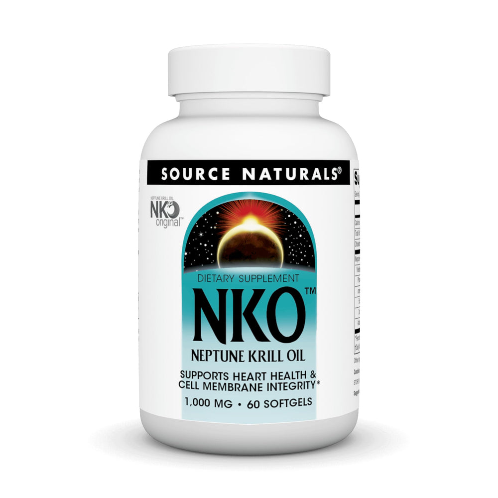 Bottle of Source Naturals NKO Neptune Krill Oil 1000 mg 60 softgels