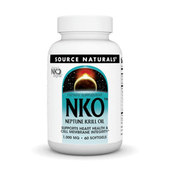 Bottle of Source Naturals NKO Neptune Krill Oil 1000 mg 60 softgels