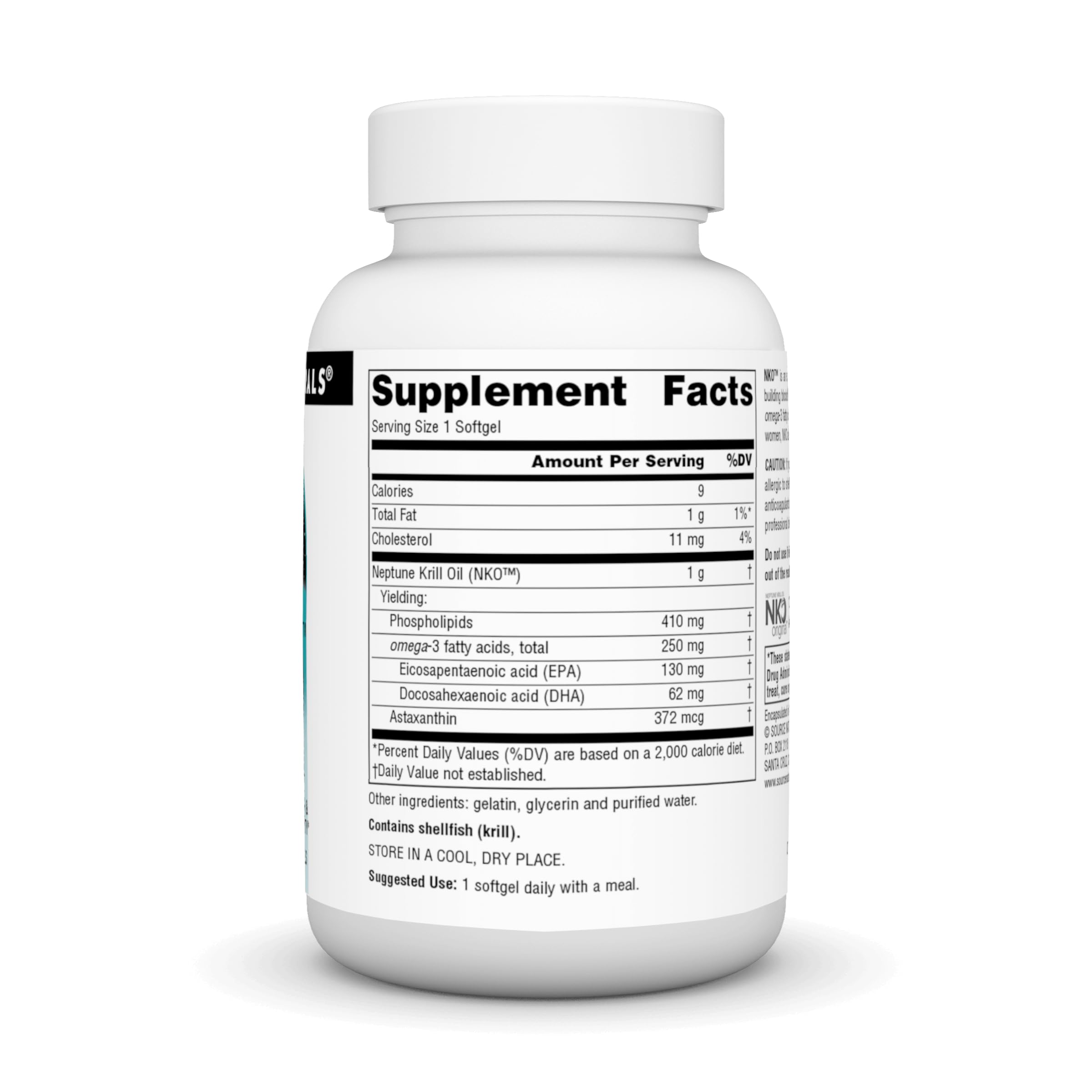 Close-up of Neptune Krill Oil bottle label