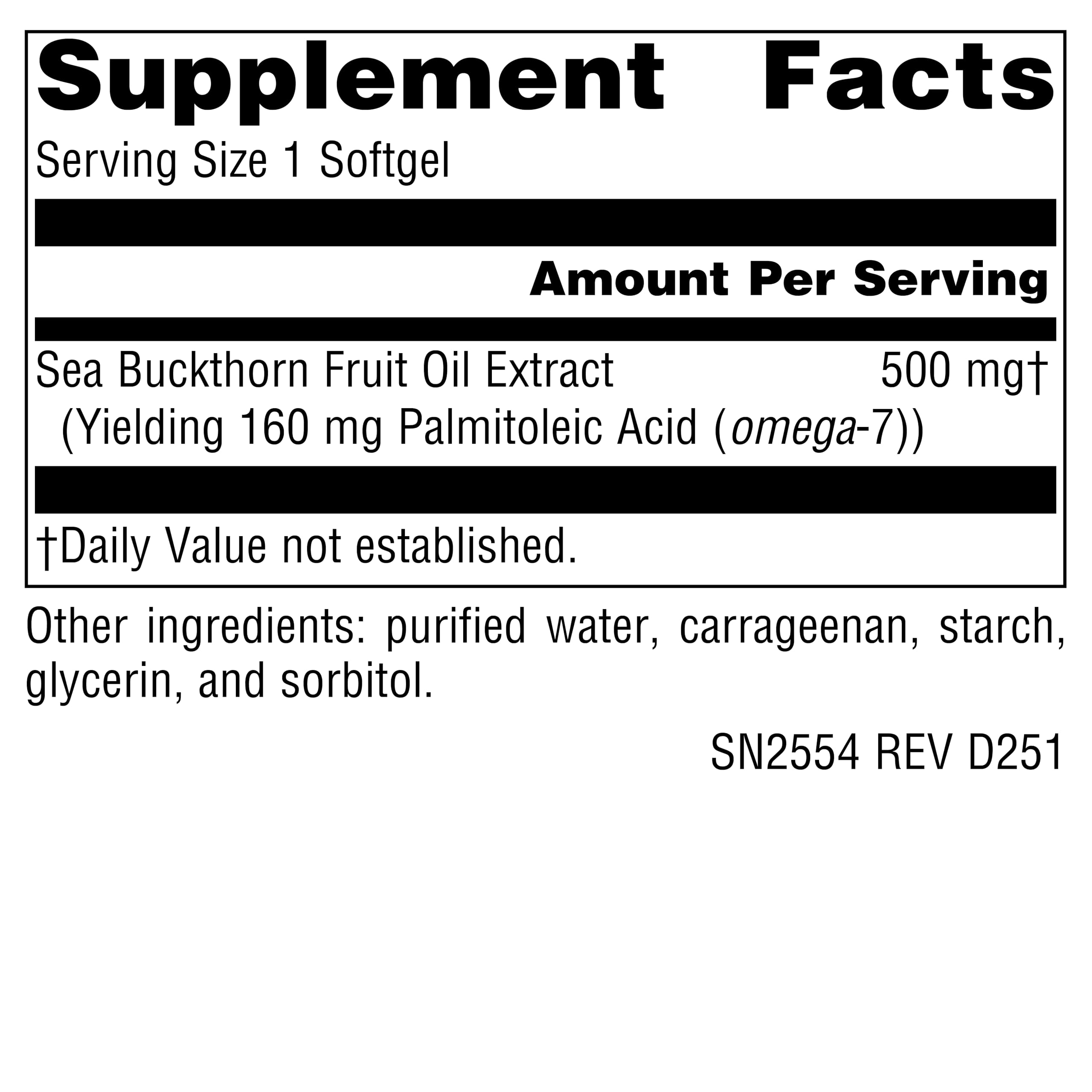 Close-up view of Sea Buckthorn Omega-7 softgels