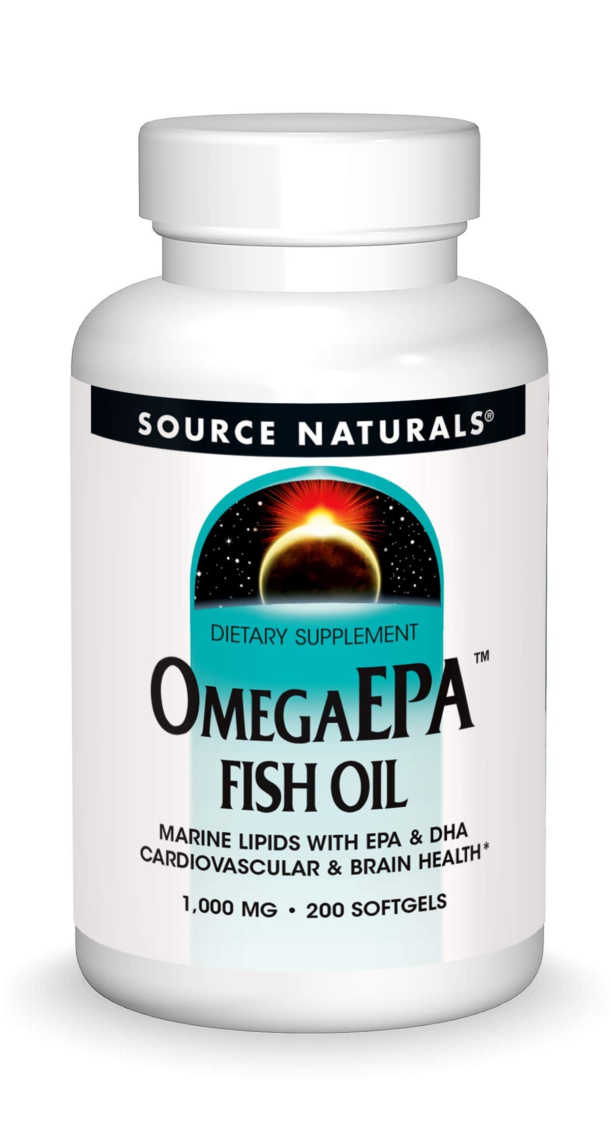 Bottle front of Source Naturals OmegaEPA Fish Oil - 200 softgels