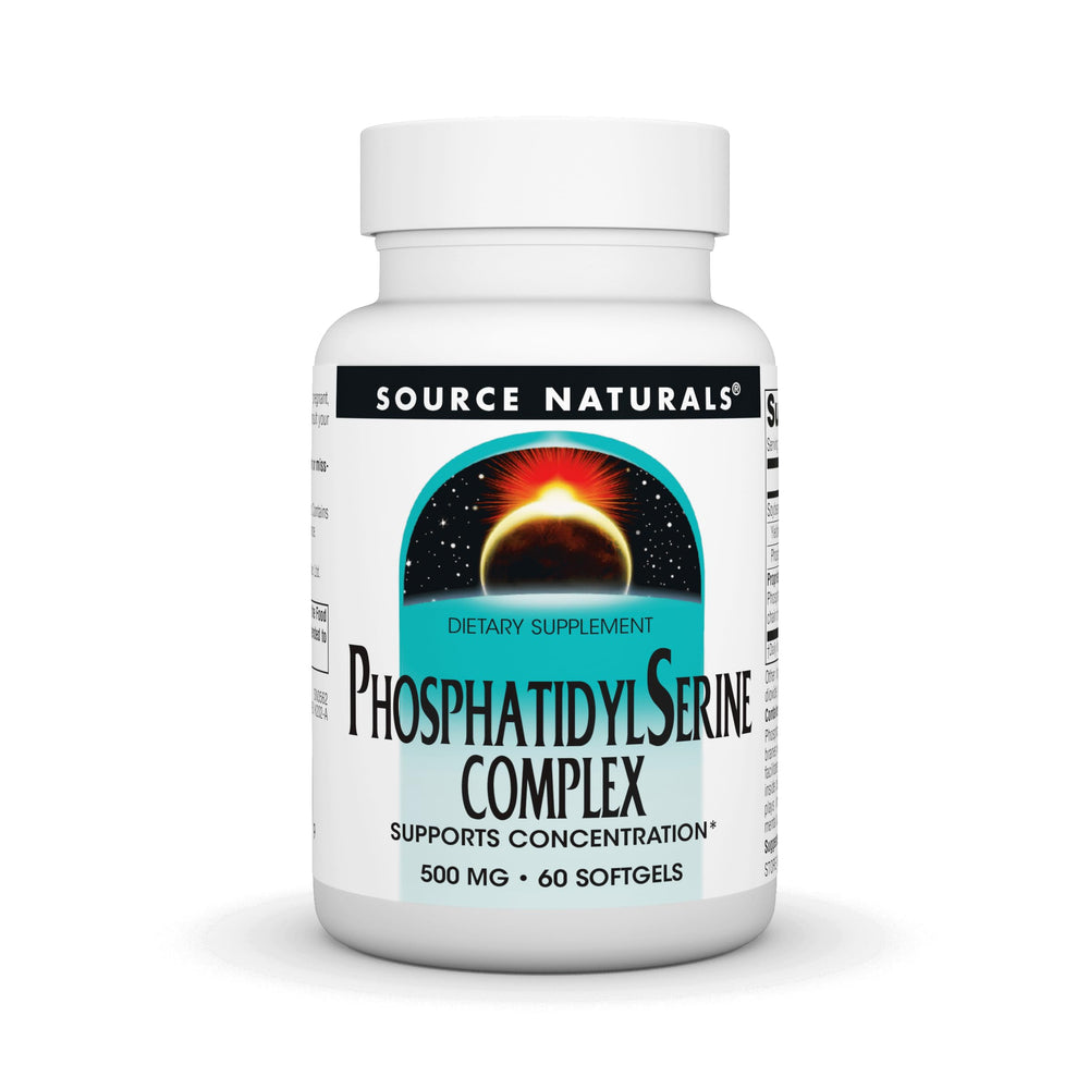 Front view of Source Naturals Phosphatidyl Serine Complex Softgels bottle