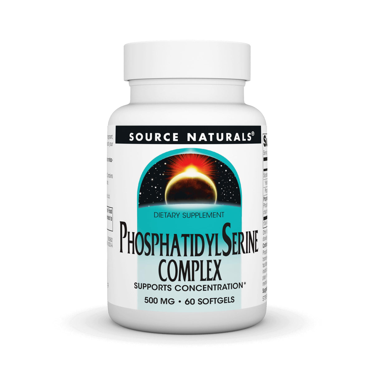 Front view of Source Naturals Phosphatidyl Serine Complex Softgels bottle