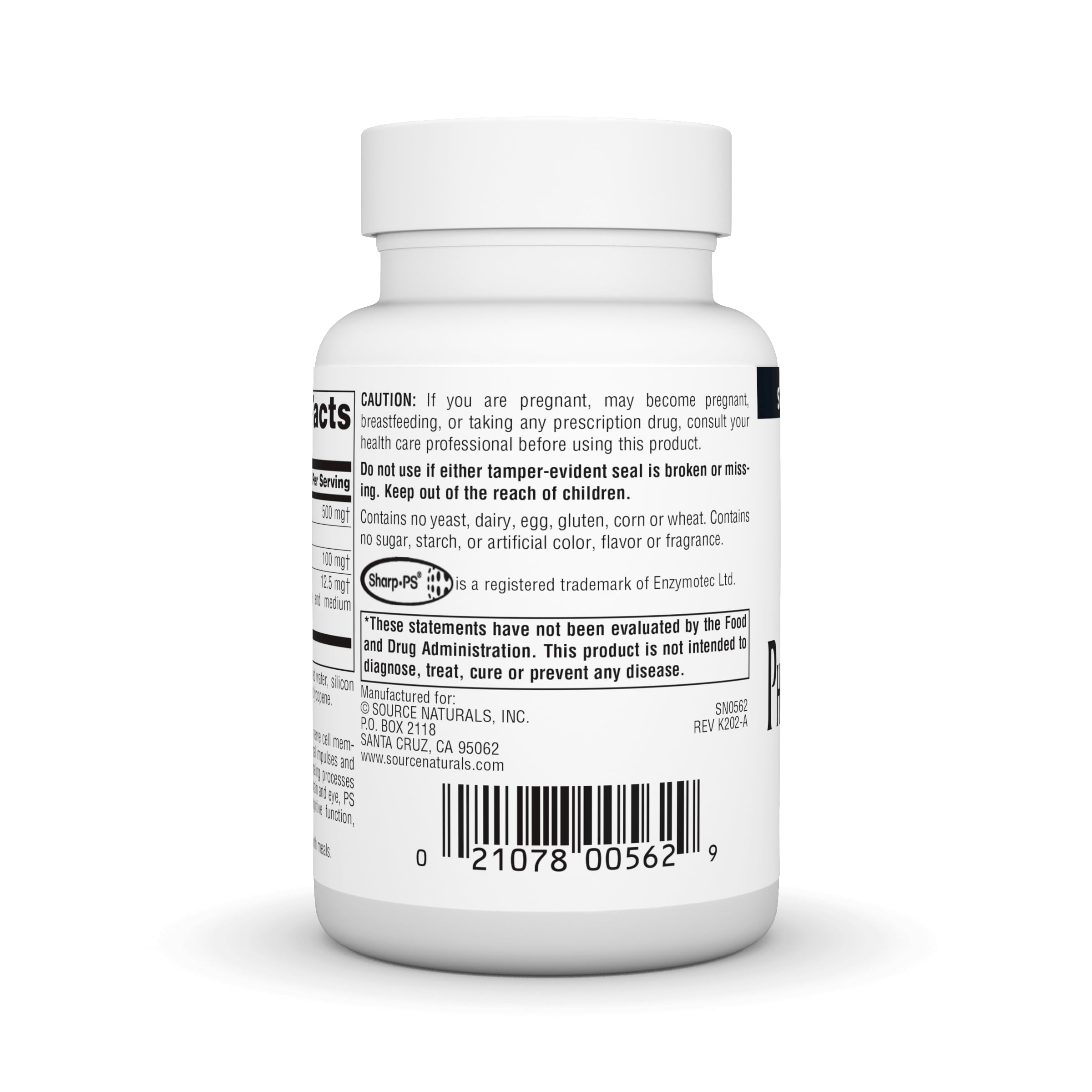 Product label for Source Naturals Phosphatidyl Serine Complex