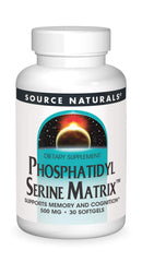 Bottle of Source Naturals Phosphatidyl Serine Matrix 500 mg - 30 softgels (front view)