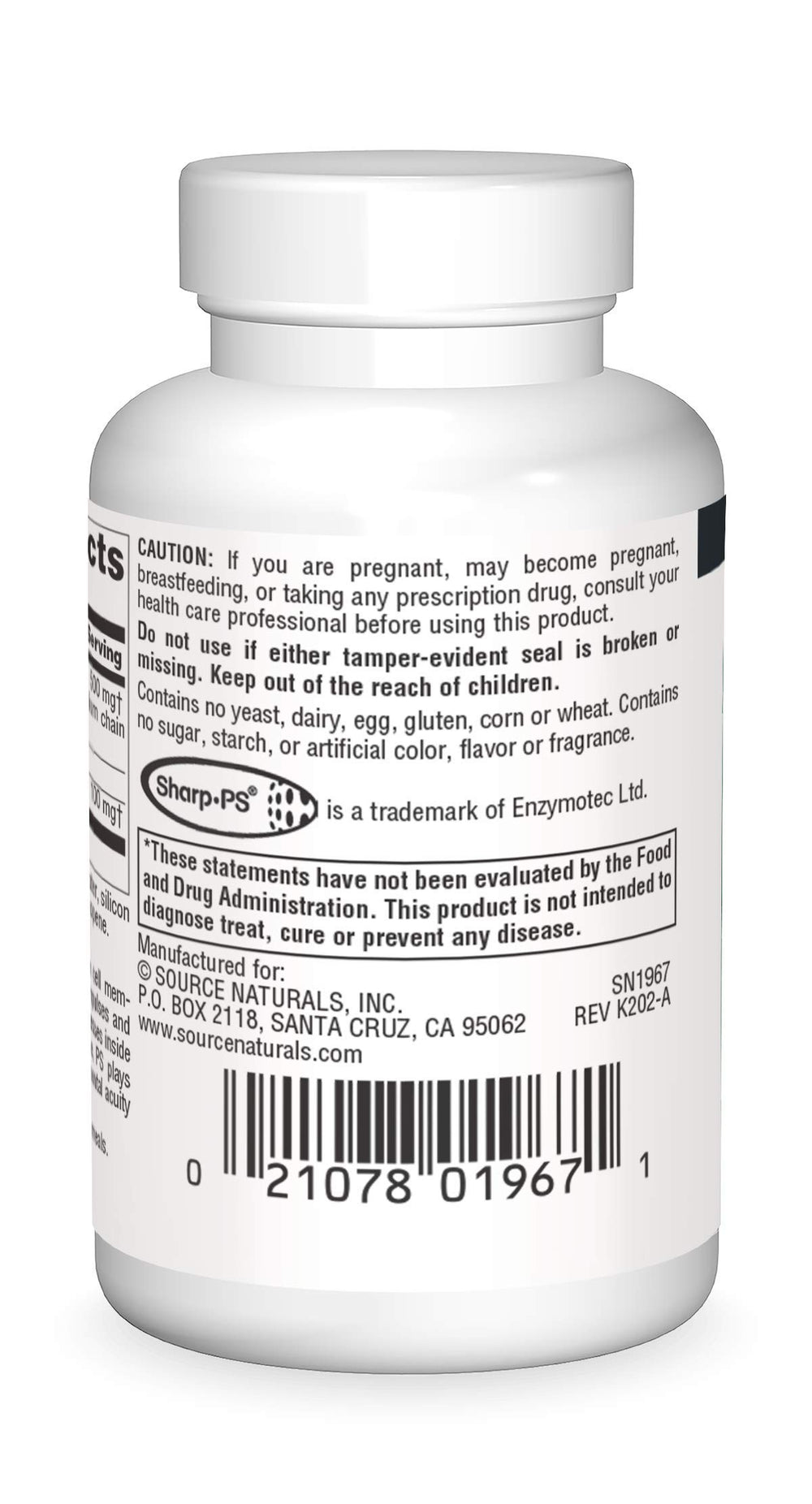Label close-up showing 500 mg Phosphatidyl Serine Matrix