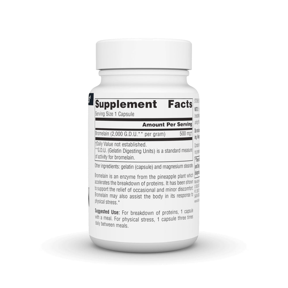 Close-up of Bromelain enzyme capsules from pineapple supplement