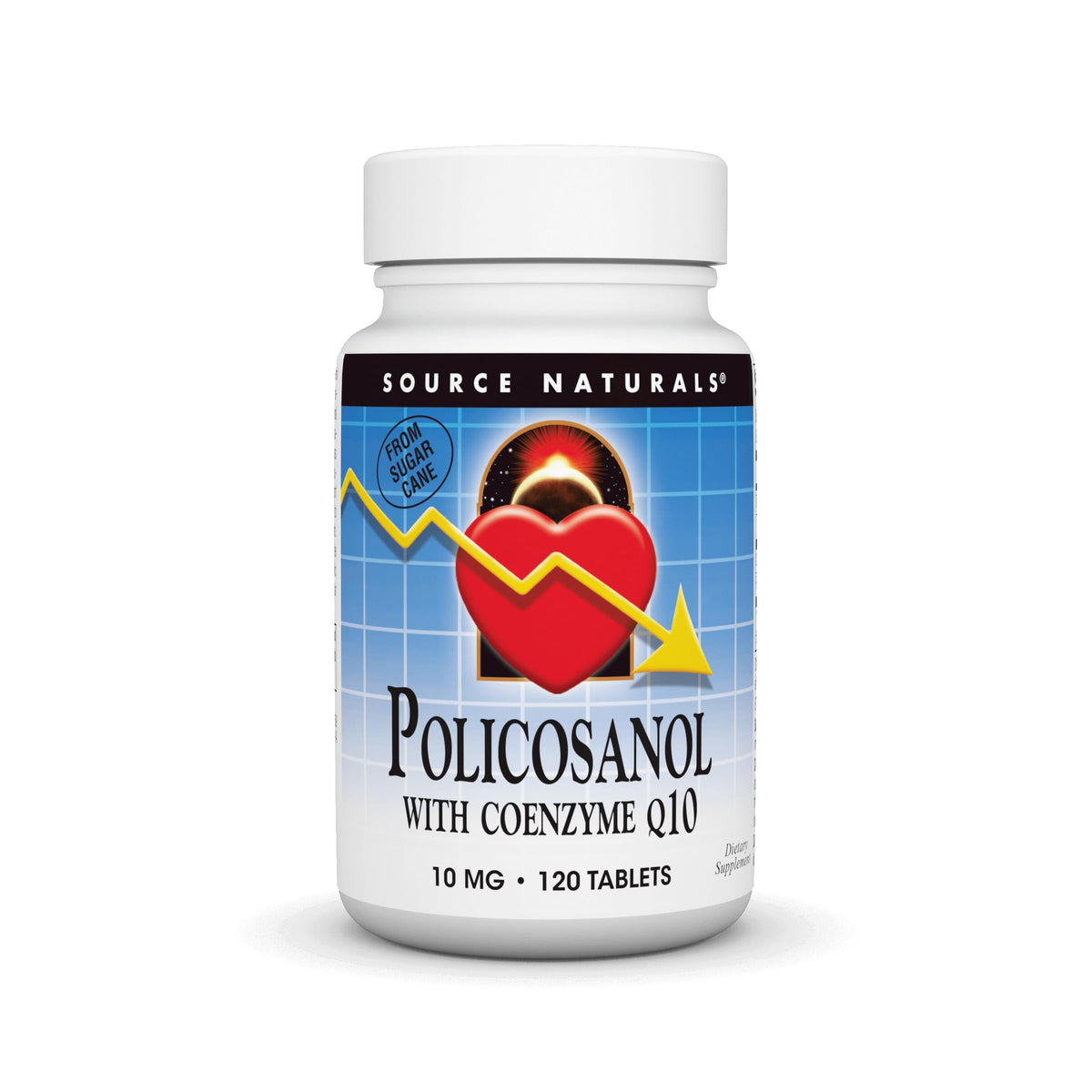 Bottle of Source Naturals Policosanol with Coenzyme Q10, 120 tablets