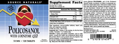 Blend of policosanol and CoQ10 supplement information on label