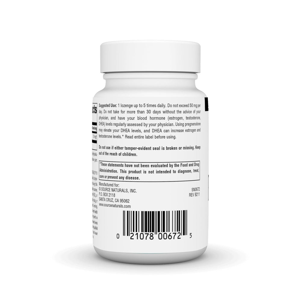 Outer packaging box for Source Naturals Pregnenolone cherry lozenges