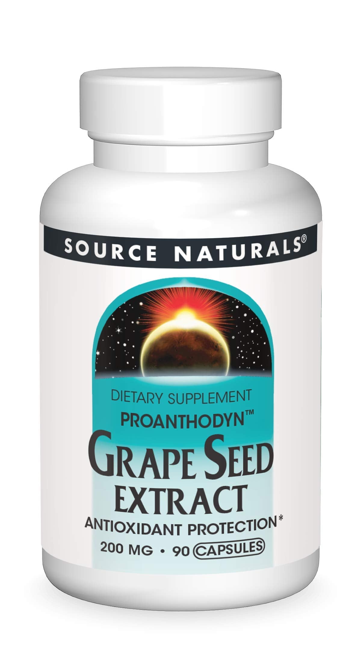 Bottle of Source Naturals Proanthodyn Grape Seed Extract 200 mg, 90 capsules