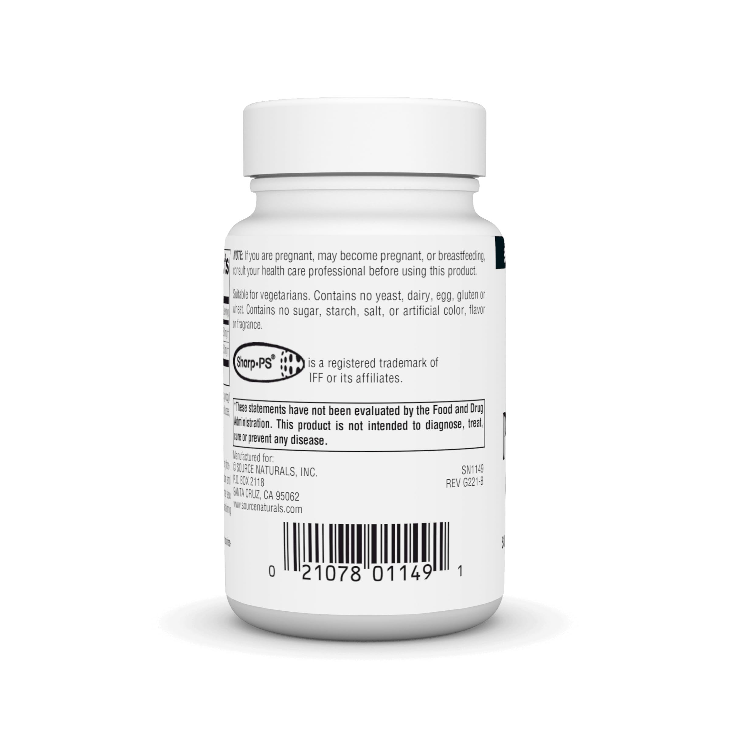 Supplement facts panel for Source Naturals Phosphatidyl Serine