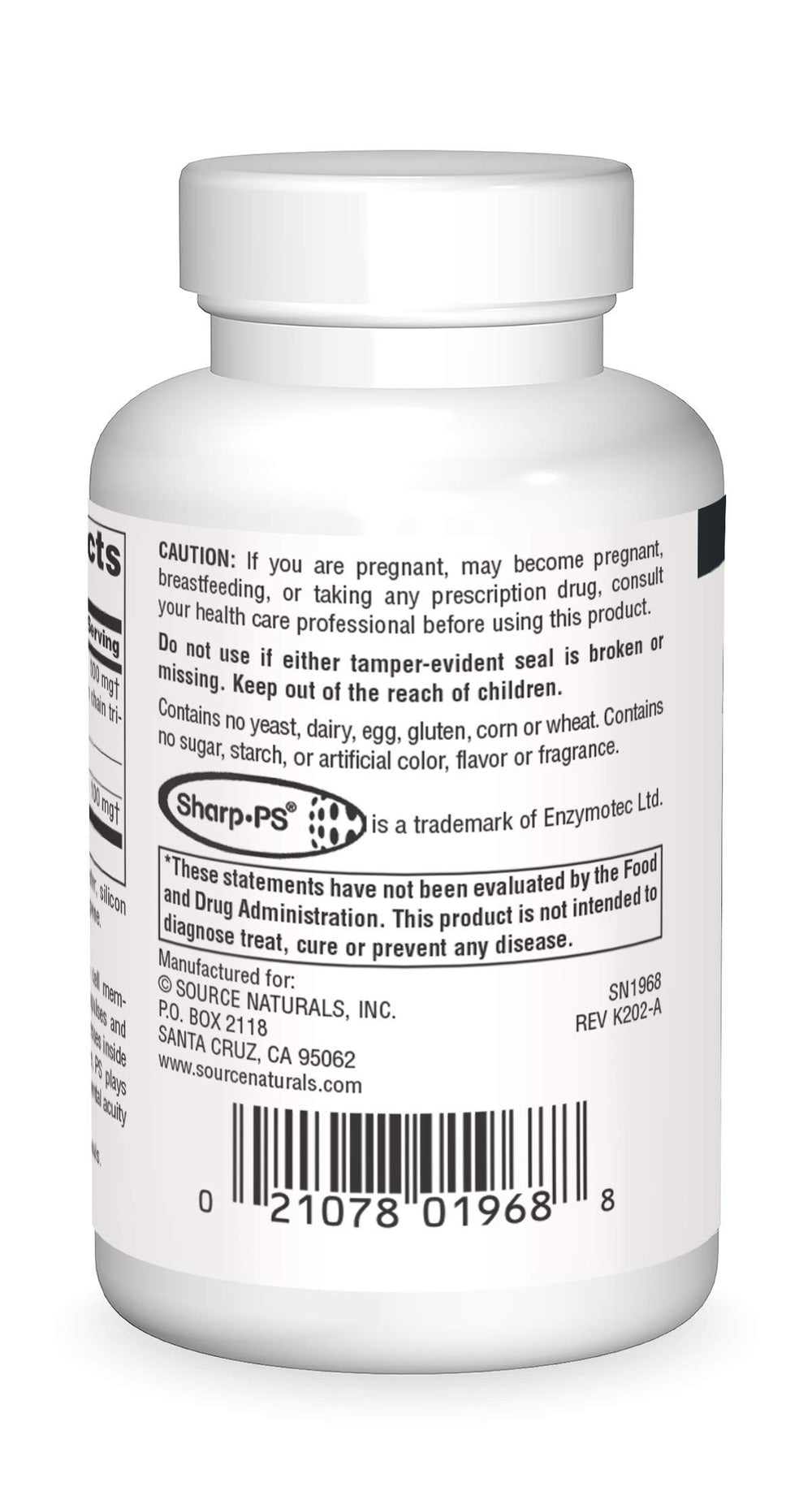 Bottle and label of Source Naturals PS Matrix 500mg - 60 Softgels