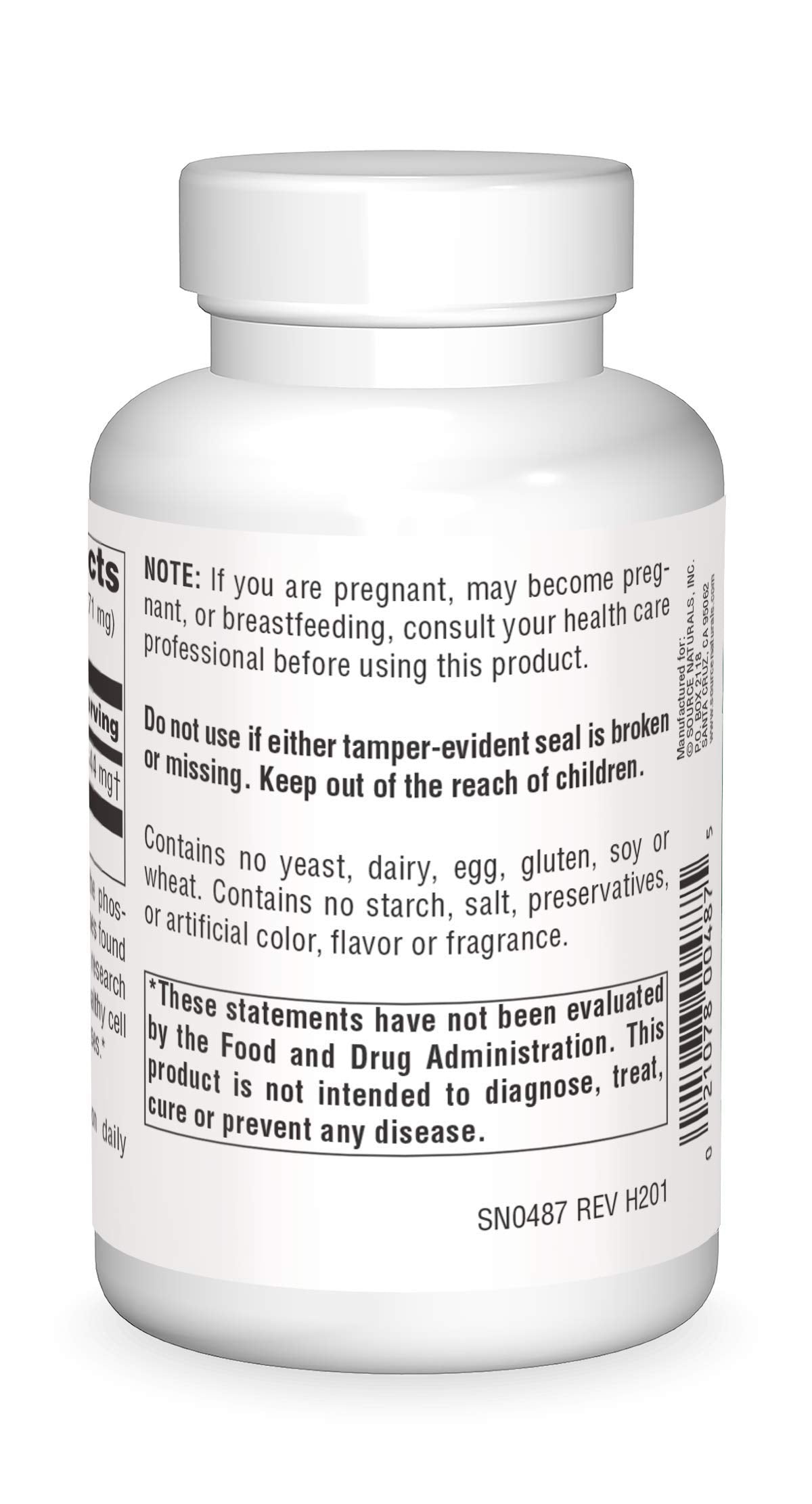 Front view of Source Naturals Pure Inositol bottle with 4 oz crystals