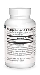 Supplement facts and ingredients panel for Source Naturals Pure Inositol