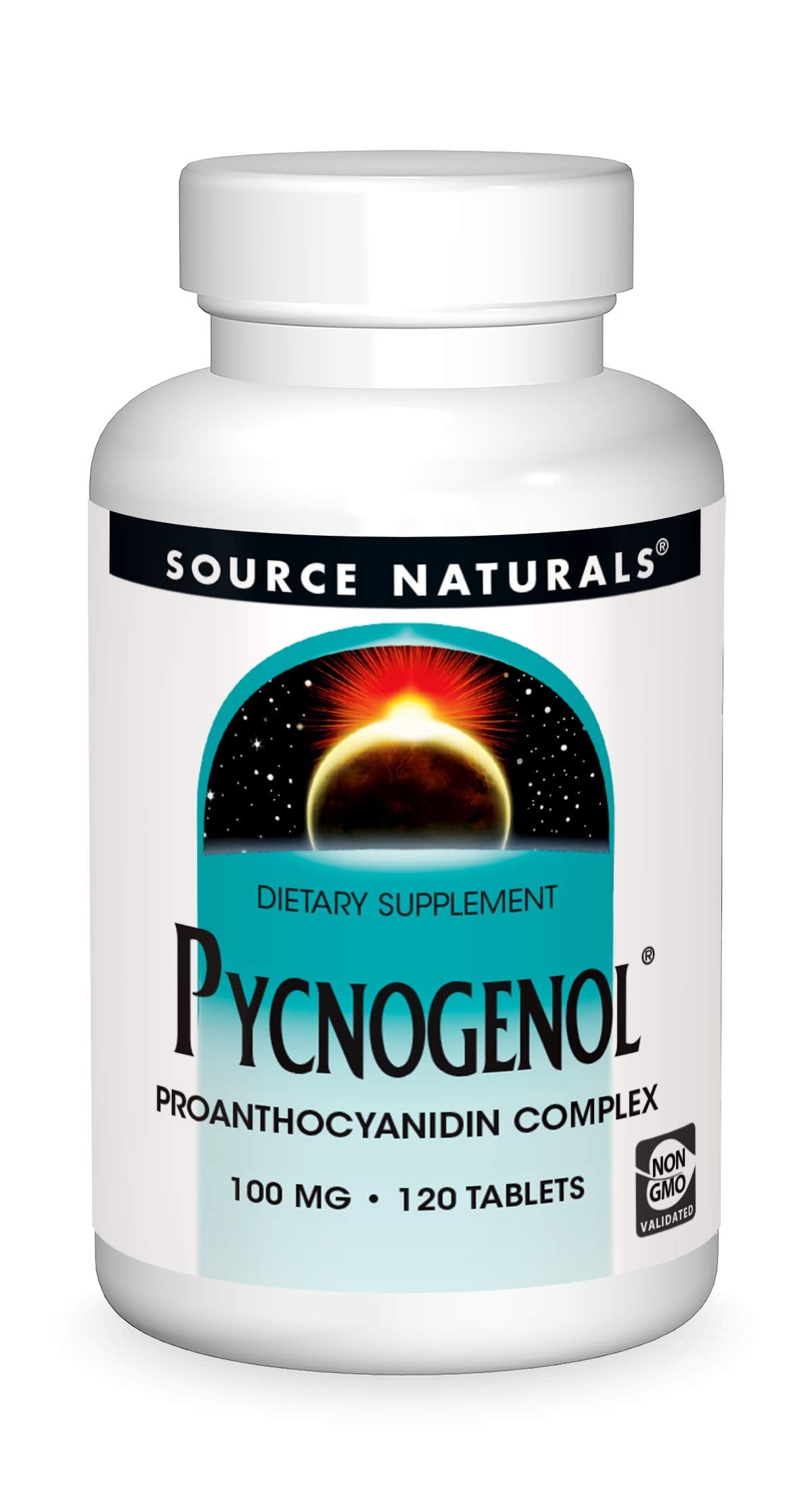 Bottle label for Source Naturals Pycnogenol Proanthocyanidin Complex 100 mg