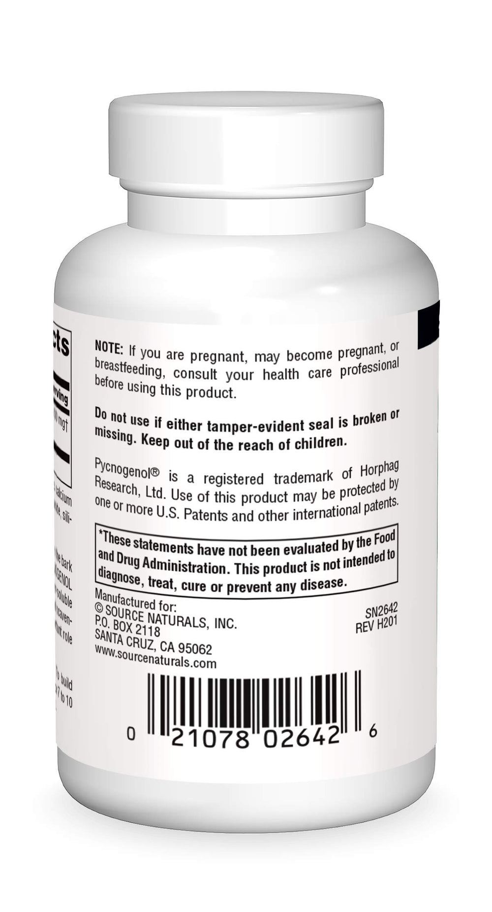 Close-up of Pycnogenol 100 mg tablets