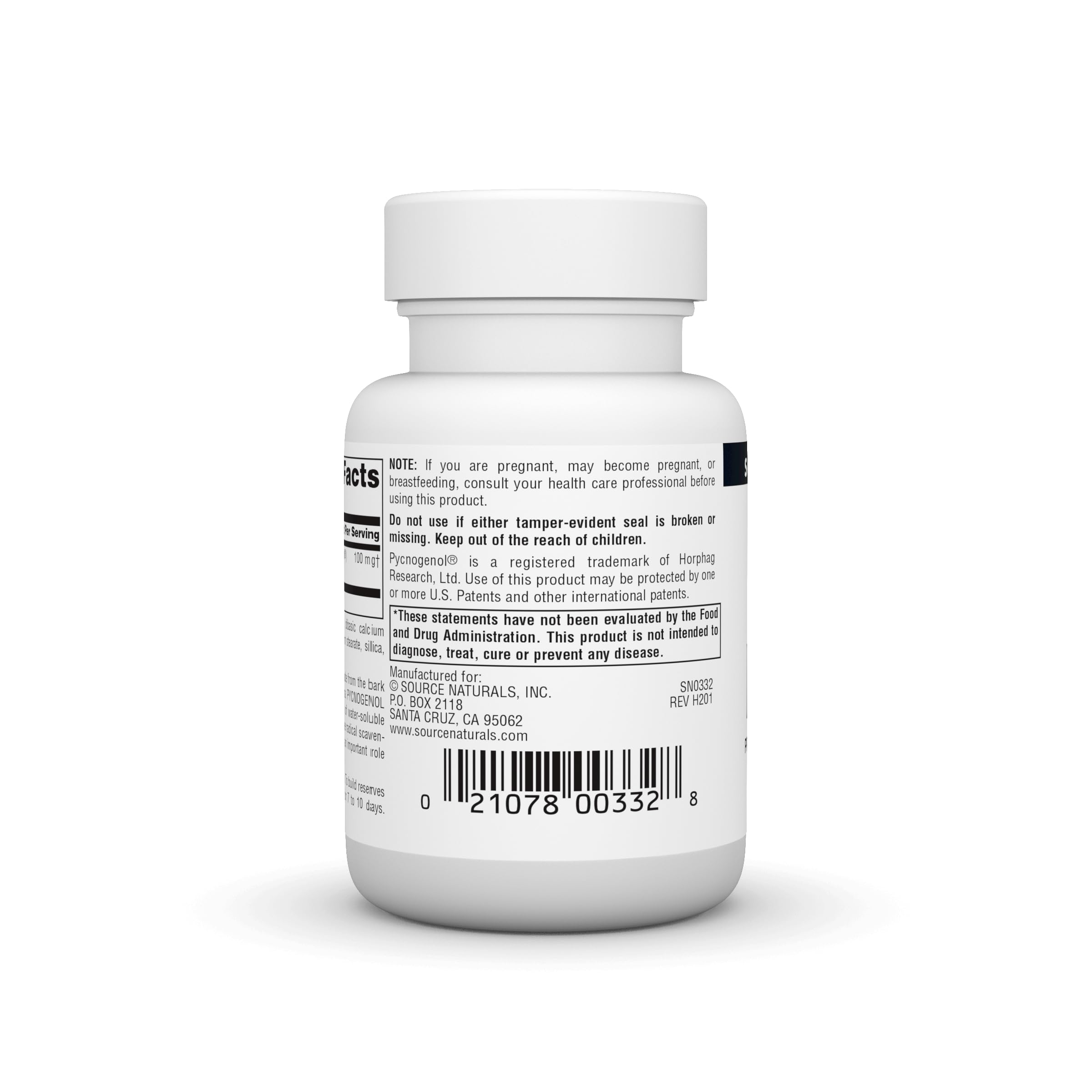 Pycnogenol 100 mg Proanthocyanidin Complex bottle label