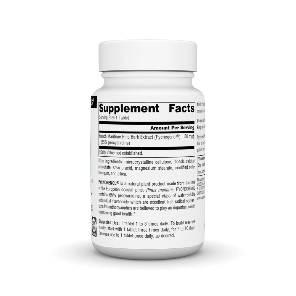 Close-up of Pycnogenol 50 mg Proanthocyanidin Complex tablets