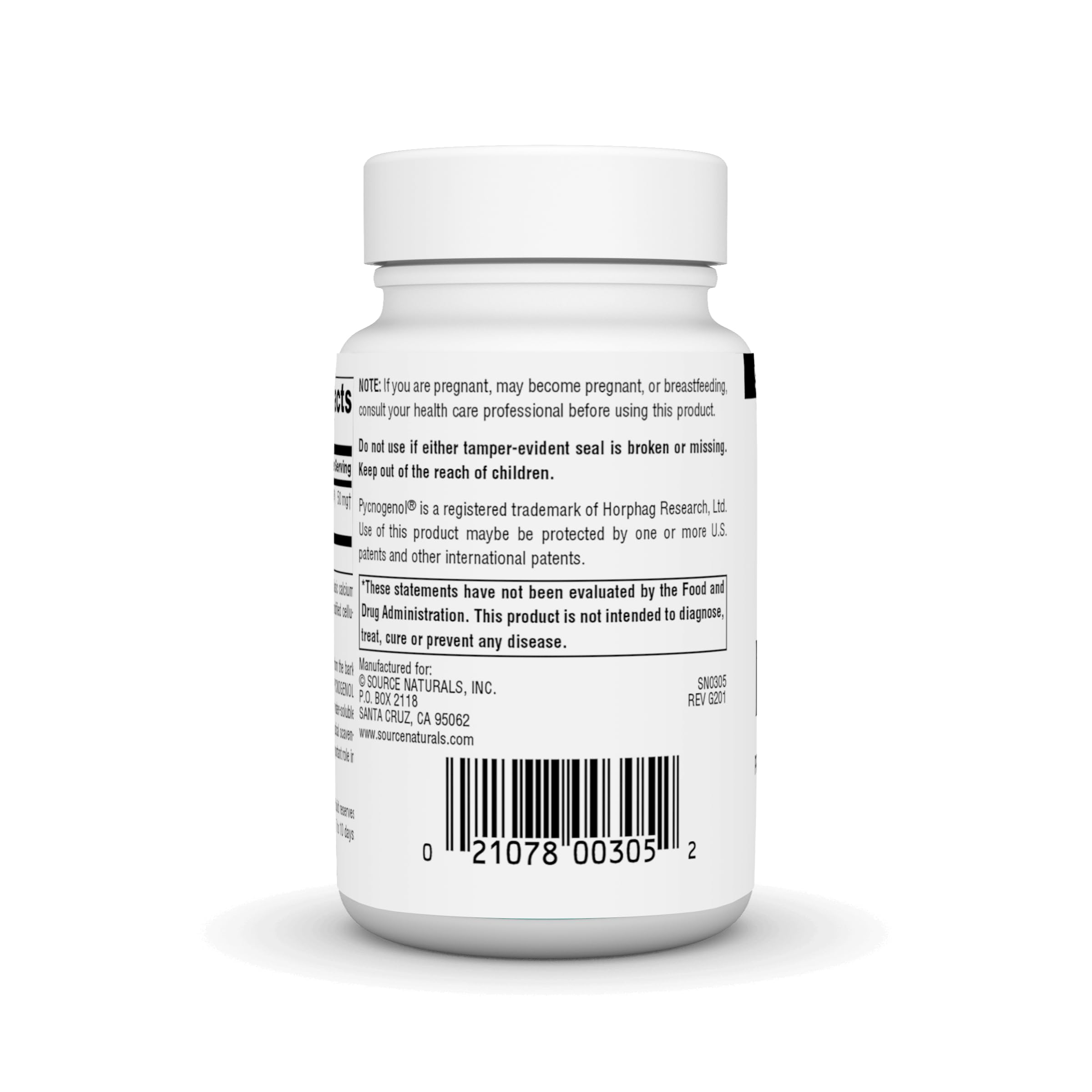 Nutrition label highlighting 65% procyanidins content