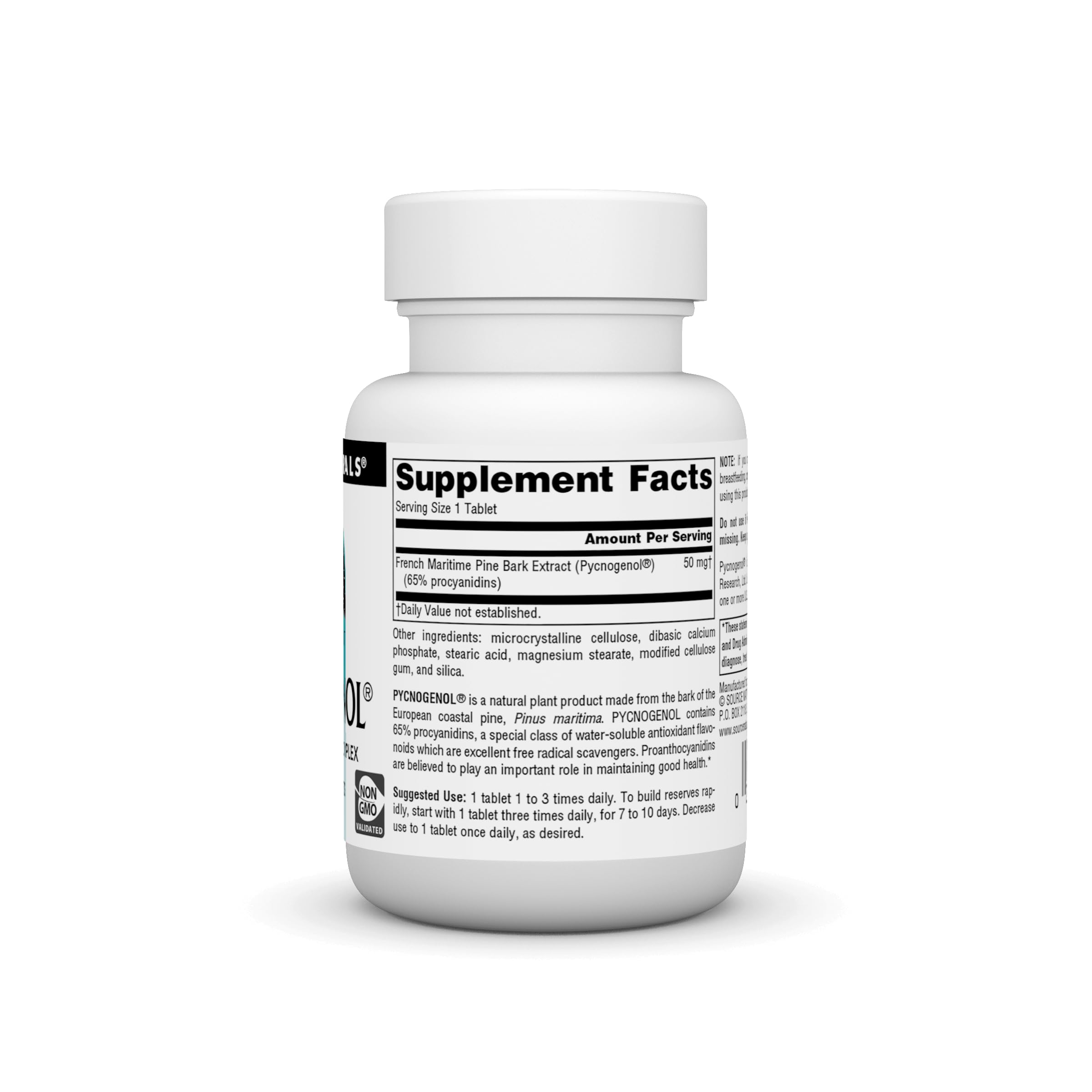 Close-up of Pycnogenol 50 mg tablets