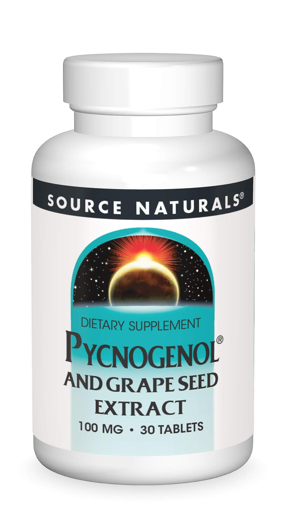 Bottle of Source Naturals Pycnogenol & Grape Seed Extract 100 mg dietary supplement