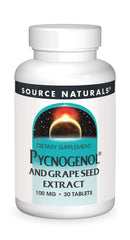 Bottle of Source Naturals Pycnogenol & Grape Seed Extract 100 mg dietary supplement