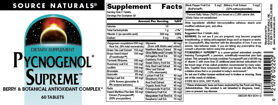 Source Naturals Pycnogenol Supreme bottle on display