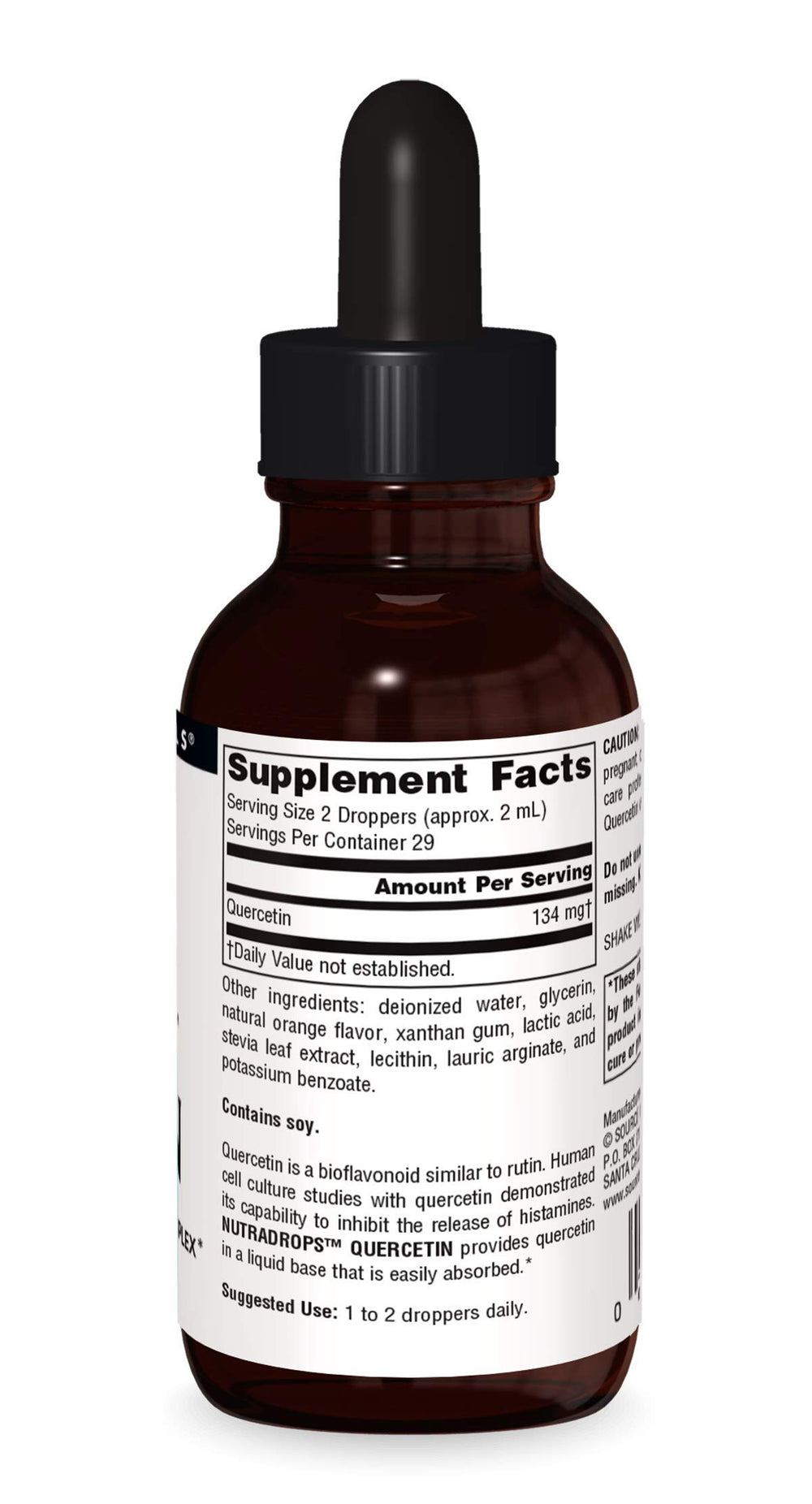 Serving illustration showing quercetin dosage
