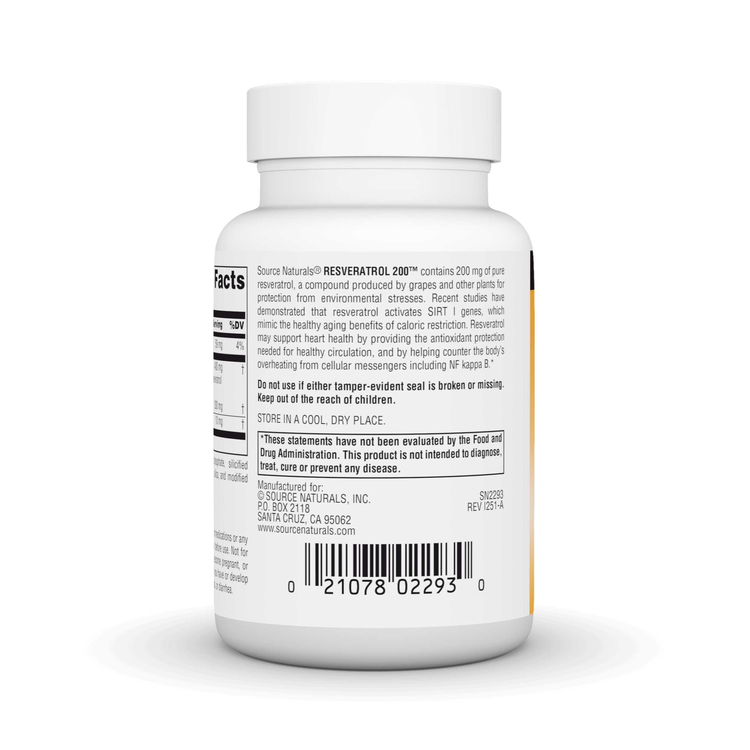 Packaging of Source Naturals Resveratrol 200 mg