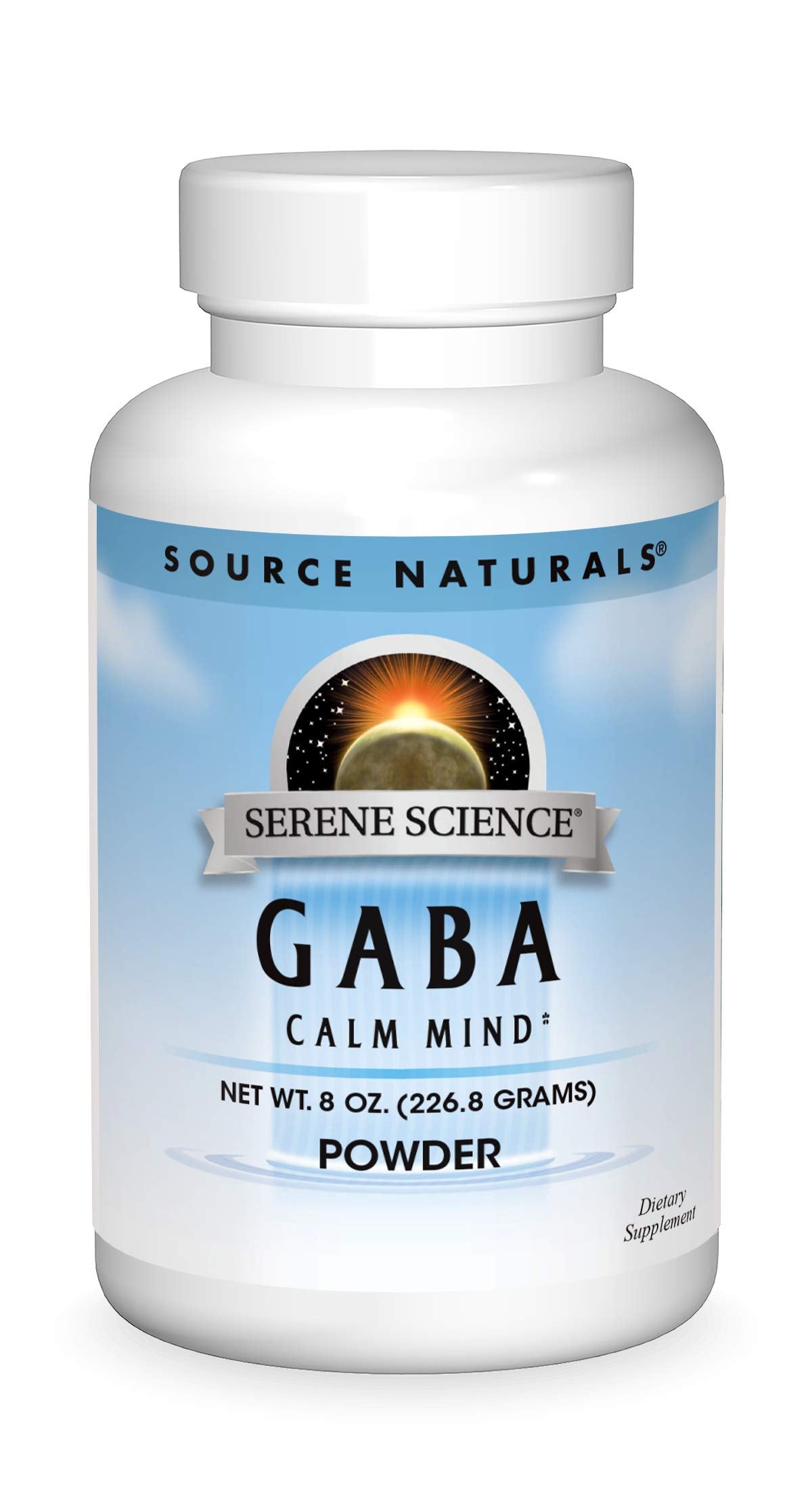 Bottle of Source Naturals Serene Science GABA 750 mg powder