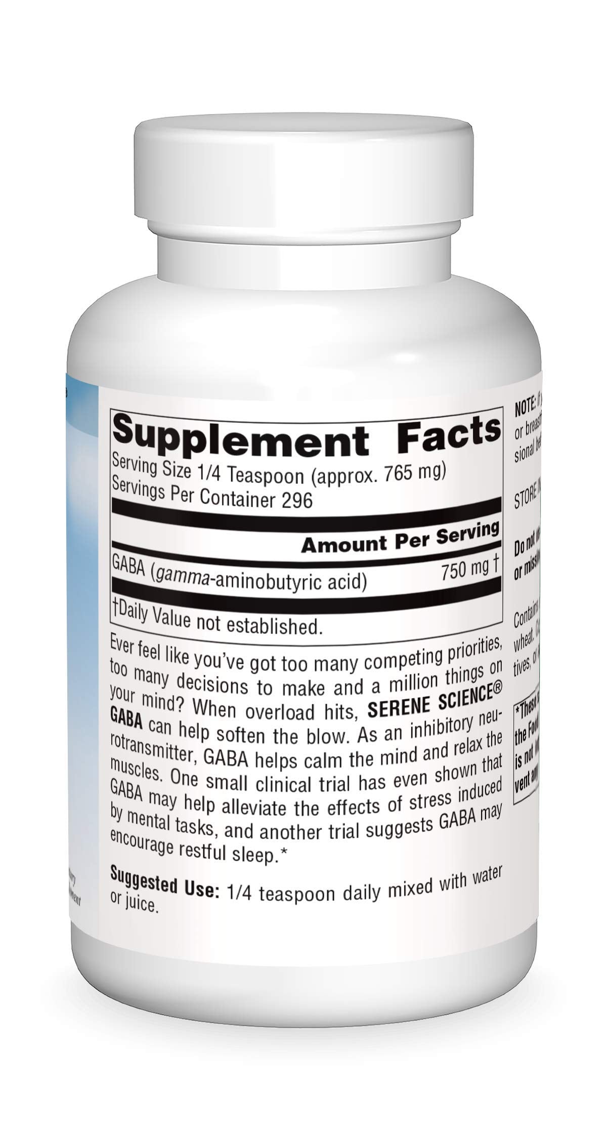 Measuring scoop with Serene Science GABA powder