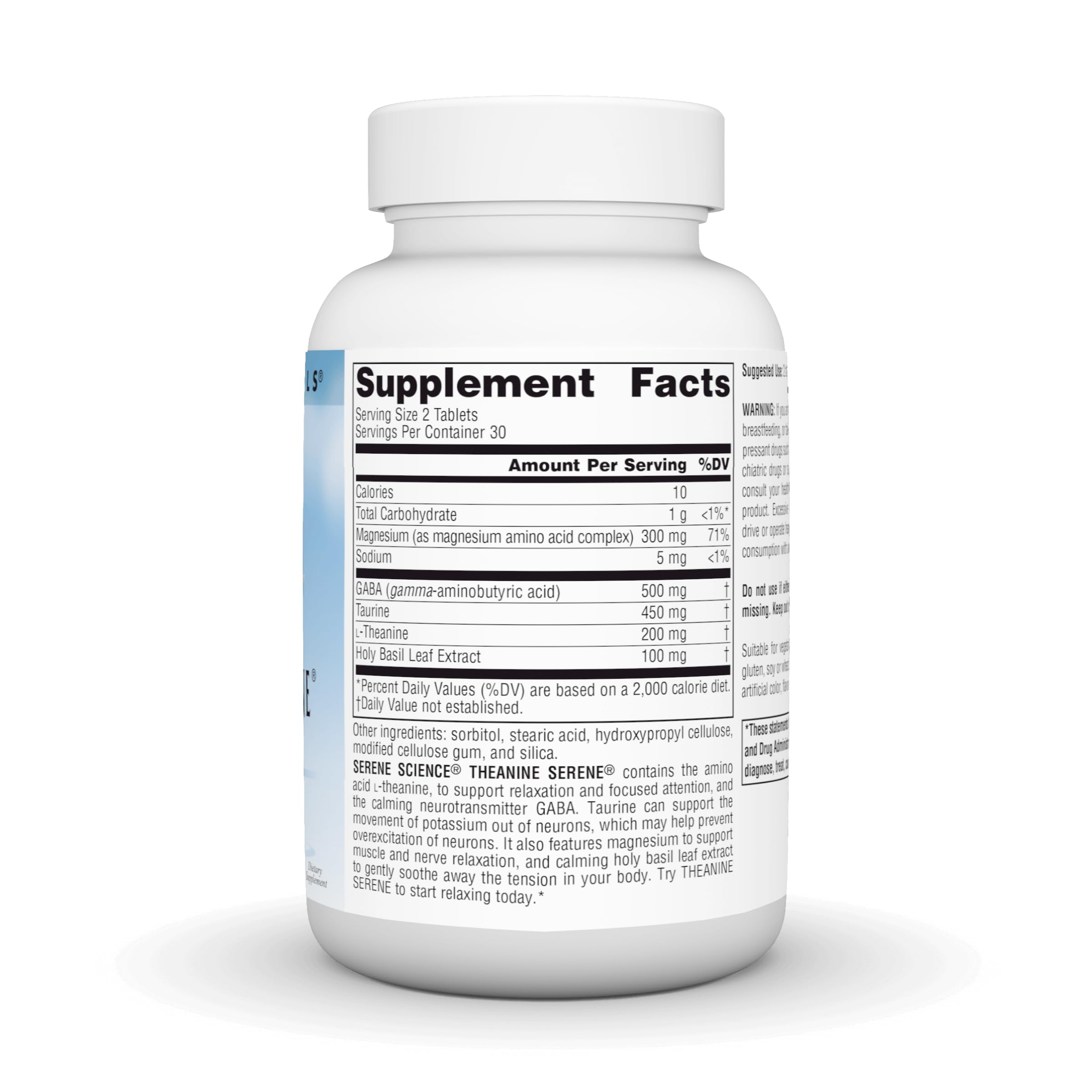 Close-up of Source Naturals Serene Science L-Theanine bottle