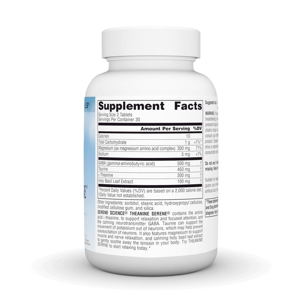 Close-up of Source Naturals Serene Science L-Theanine bottle