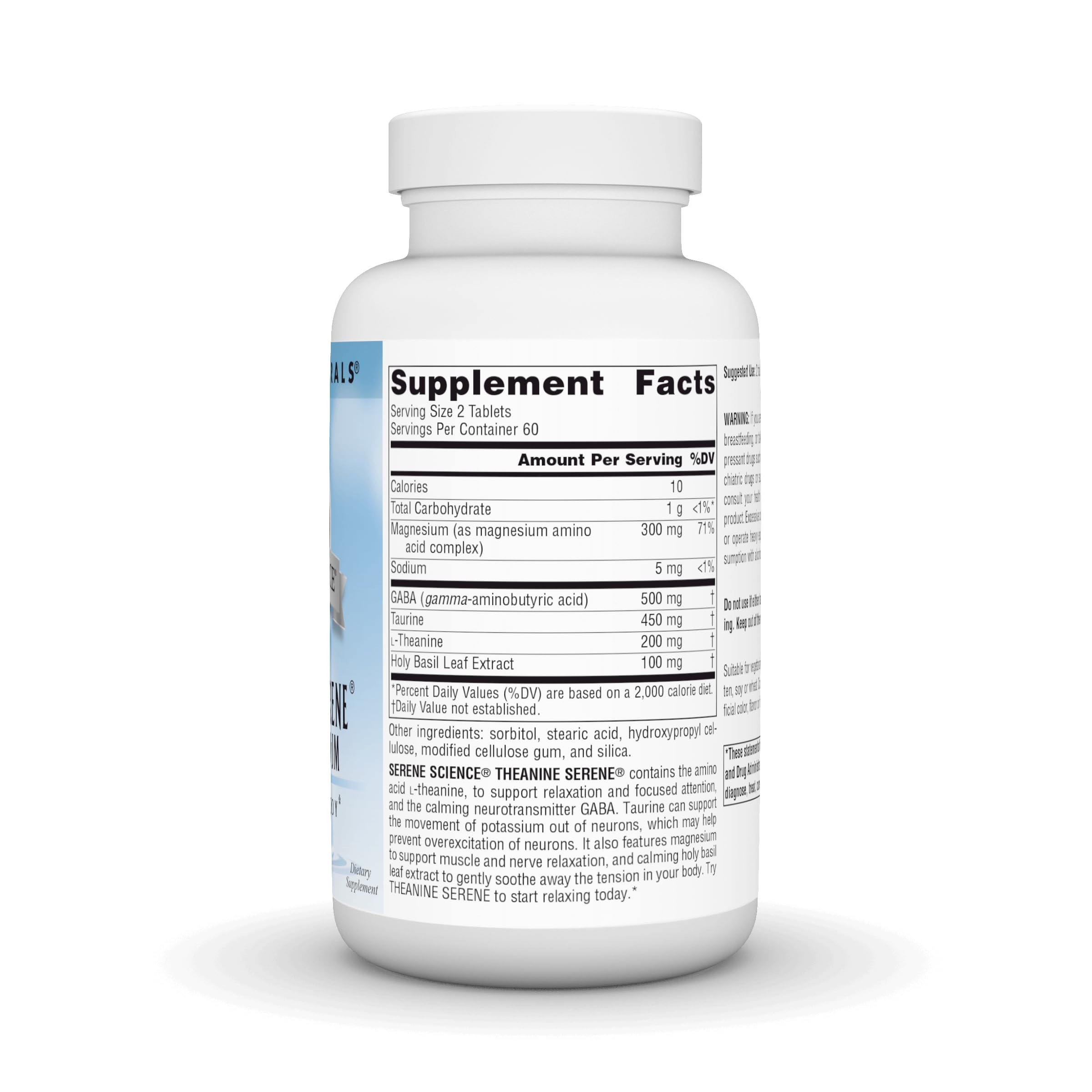 Serene Science label close-up showing L-Theanine and GABA