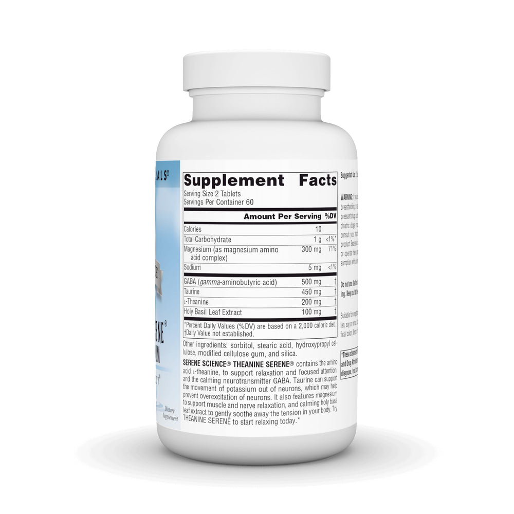 Serene Science label close-up showing L-Theanine and GABA