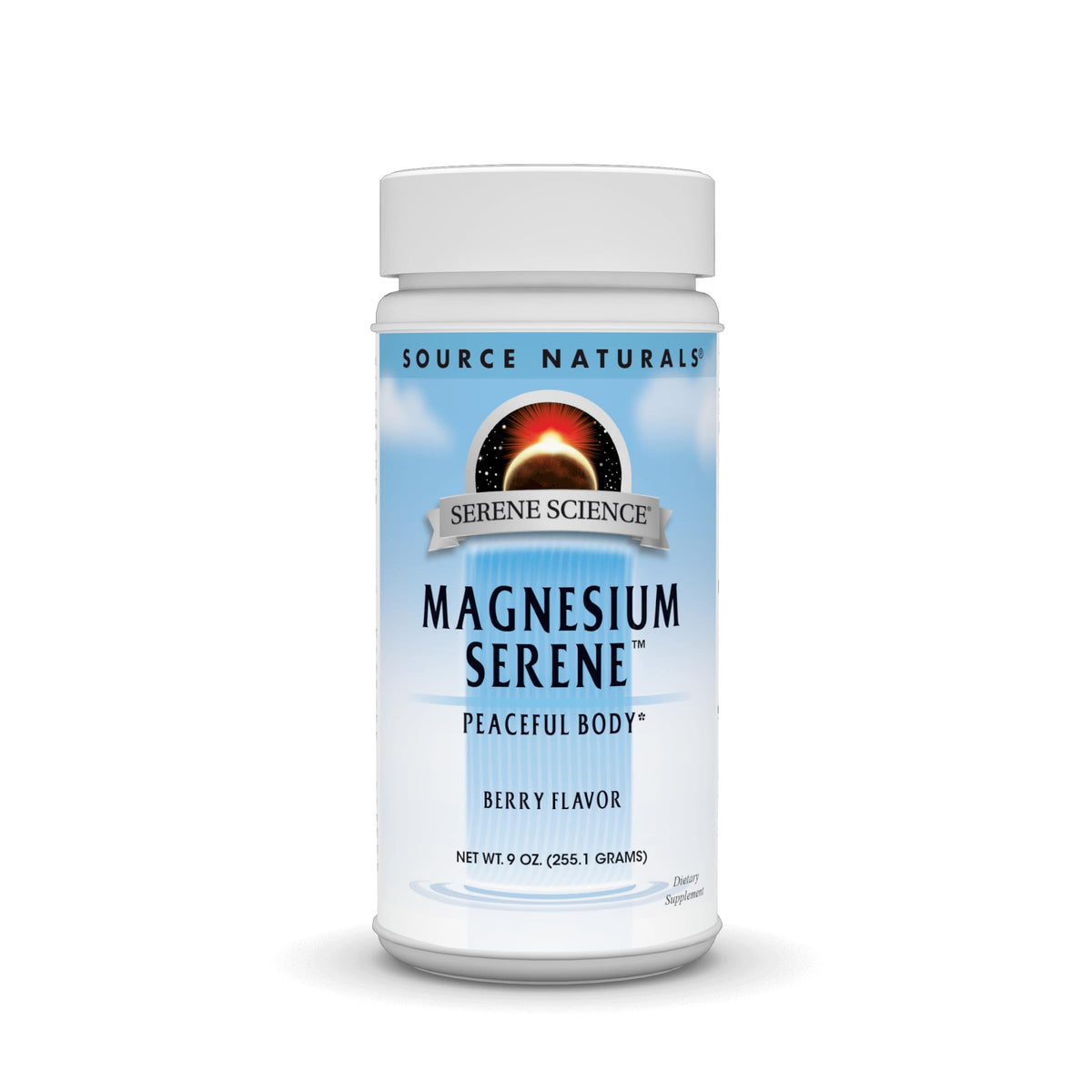 Bottle of Source Naturals Serene Science Magnesium Serene Berry 9 oz with label