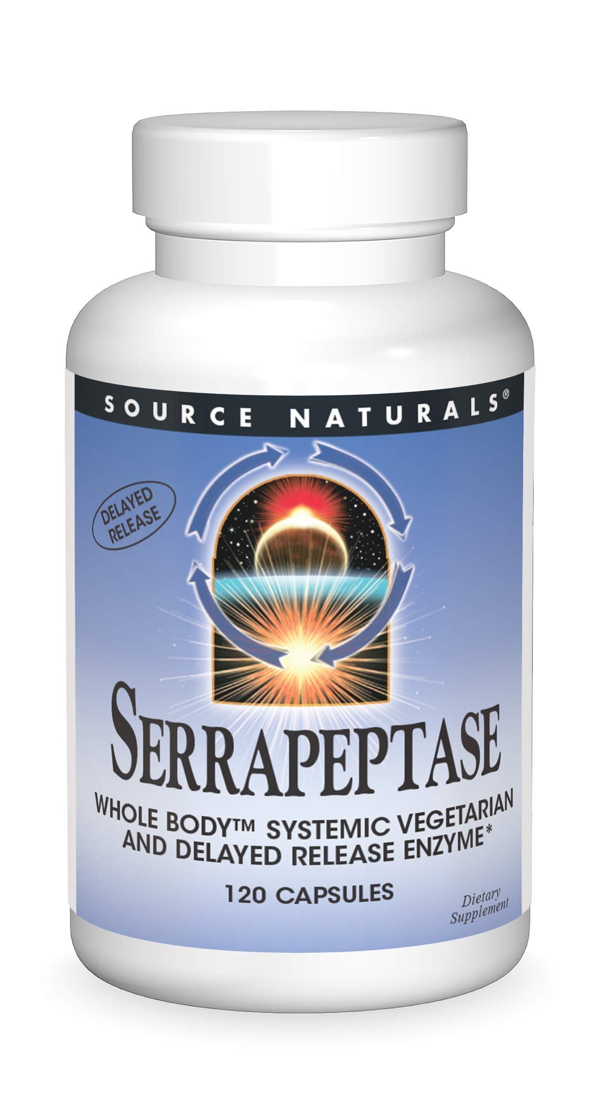 Bottle of Source Naturals Serrapeptase delayed-release vegetarian capsules