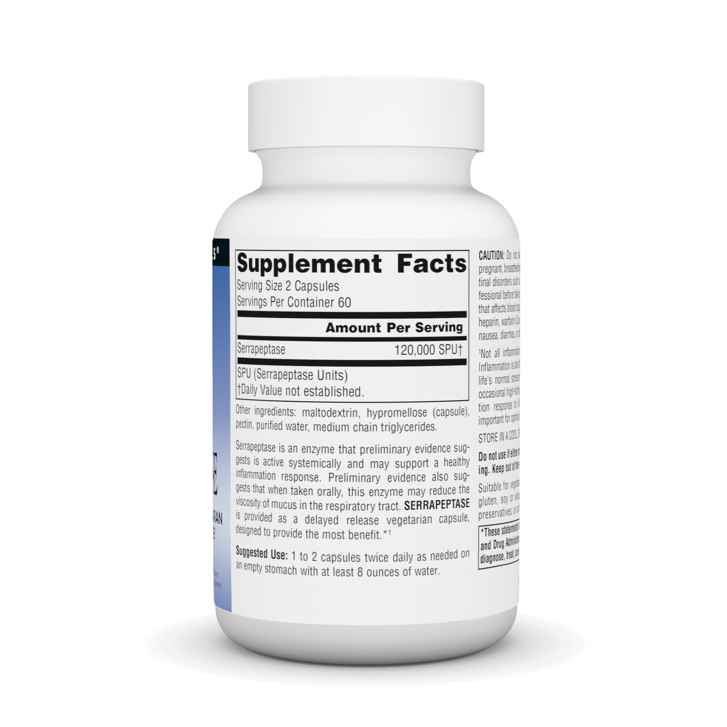 Front label of Source Naturals Serrapeptase bottle