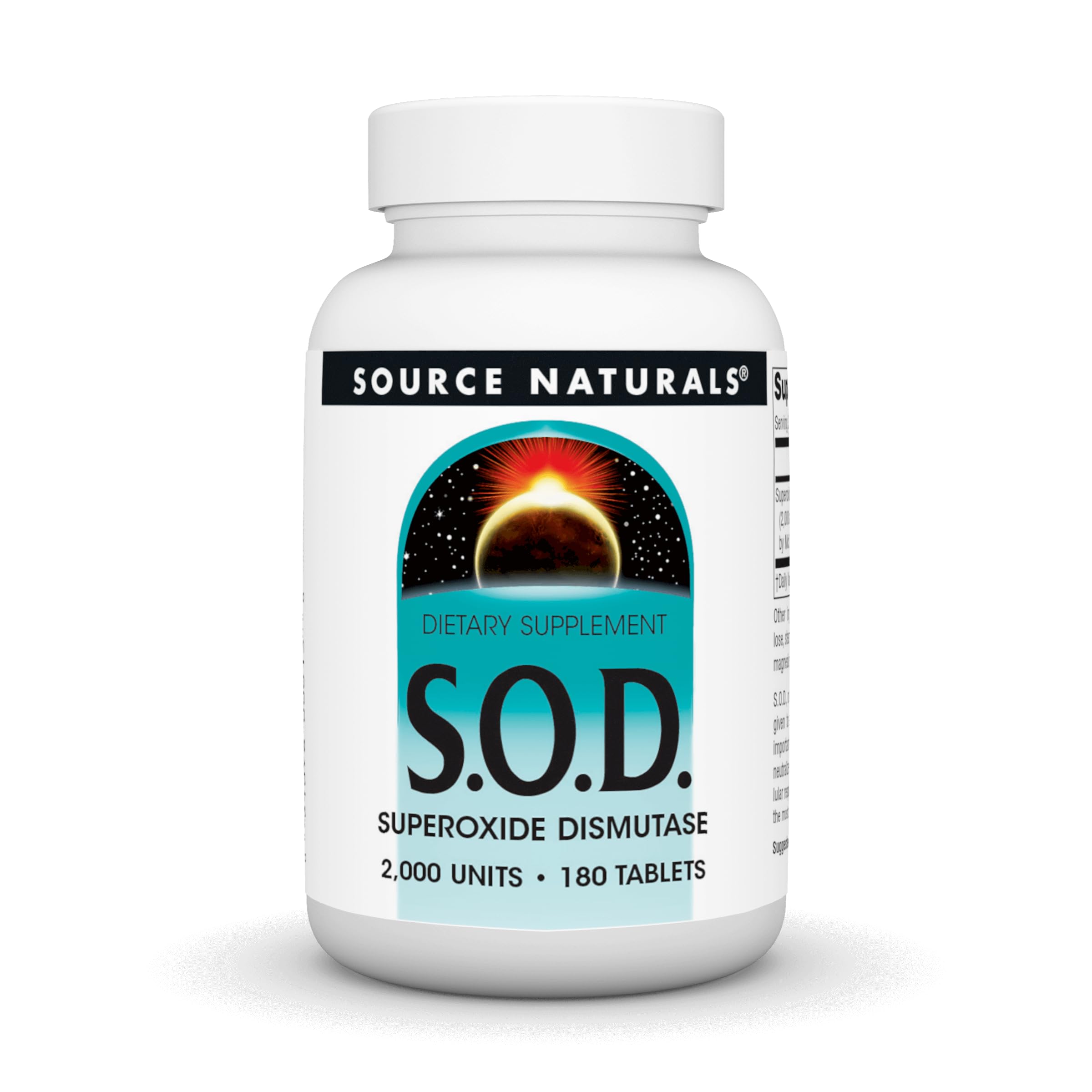 Source Naturals S-O-D bottle and label – 180 tablets