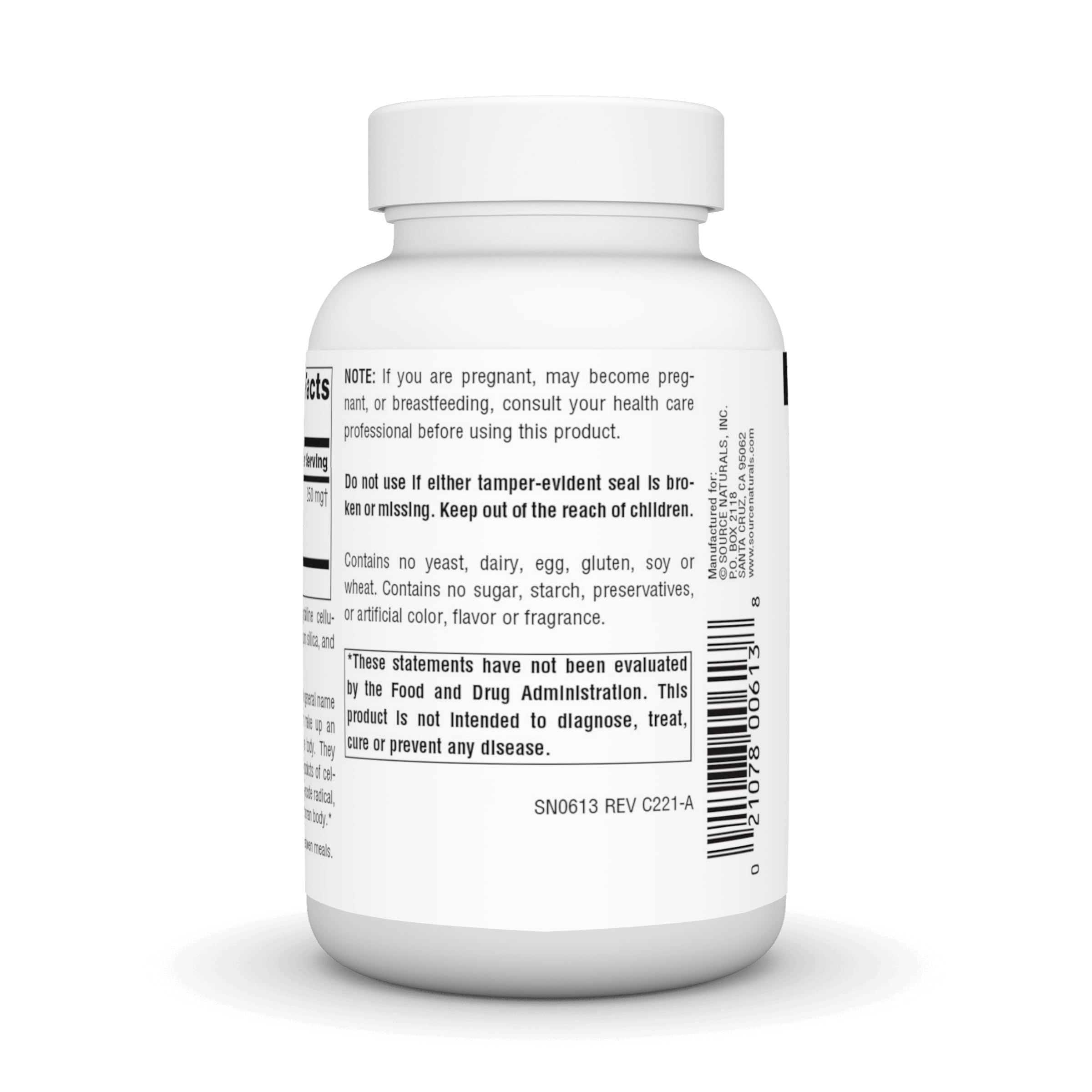 Front label of Source Naturals S-O-D Superoxide Dismutase dietary supplement