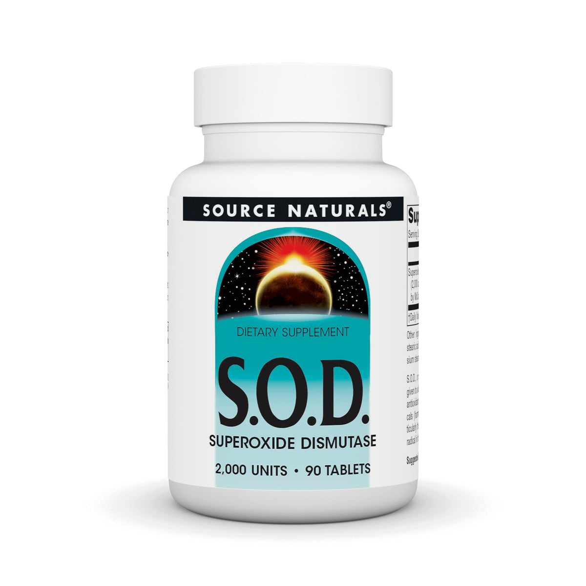 Source Naturals S-O-D 90 tablets bottle - front view