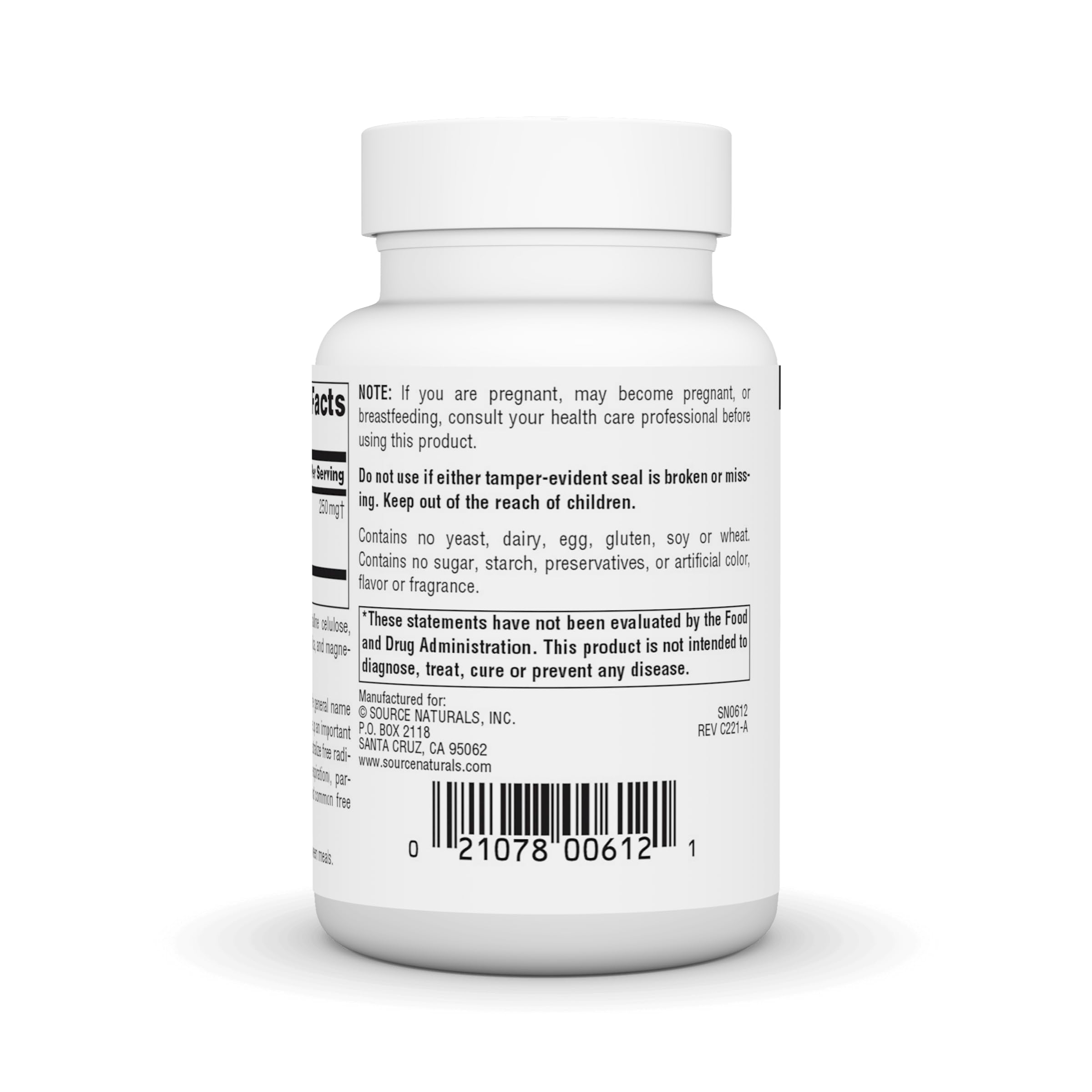 Close-up of Source Naturals S-O-D label