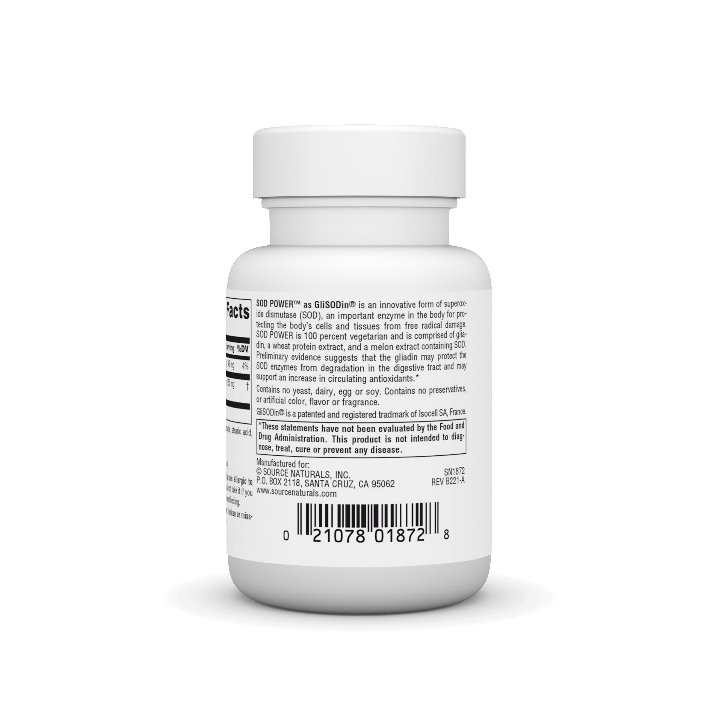 GliSODin SOD Power label close-up